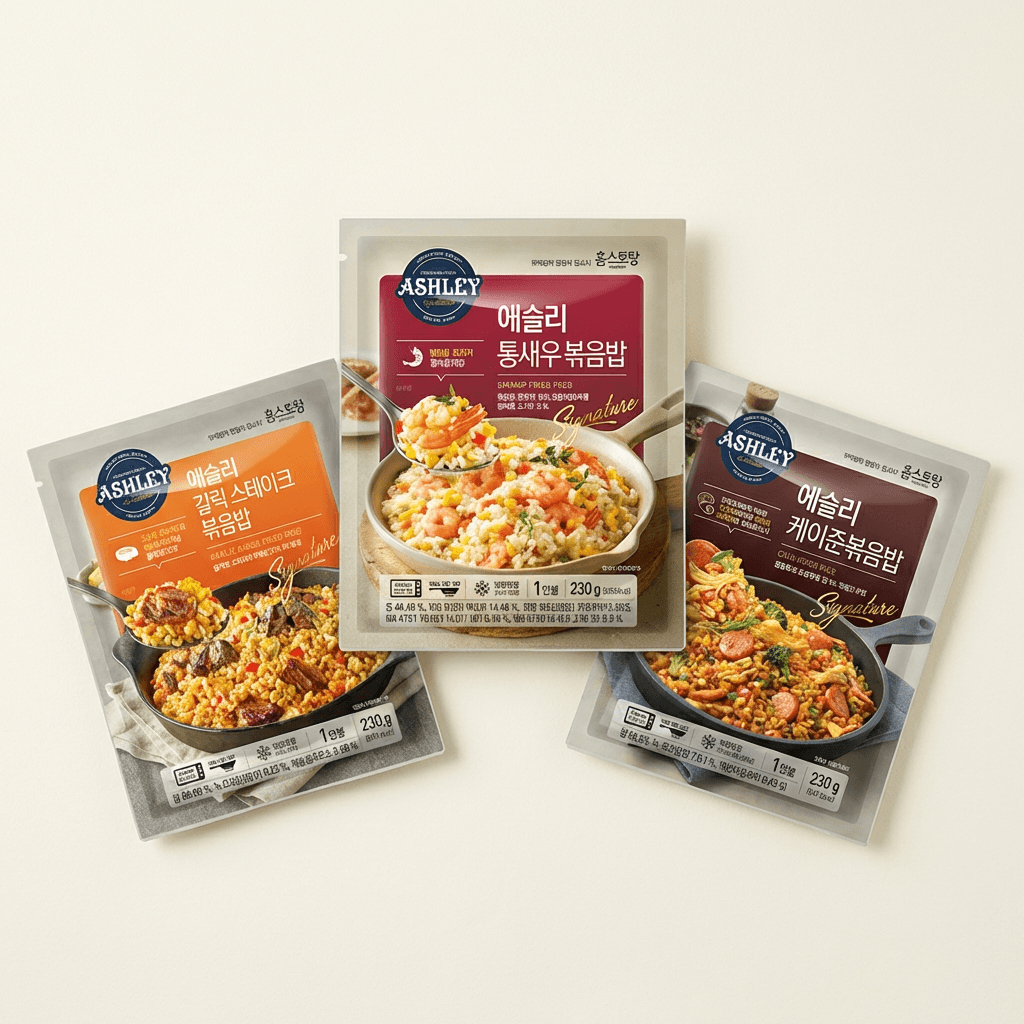 애슐리 볶음밥, 갈릭스테이크 230g 2봉 + 케이준 230g 2봉 + 통새우 230g 2봉, 6봉