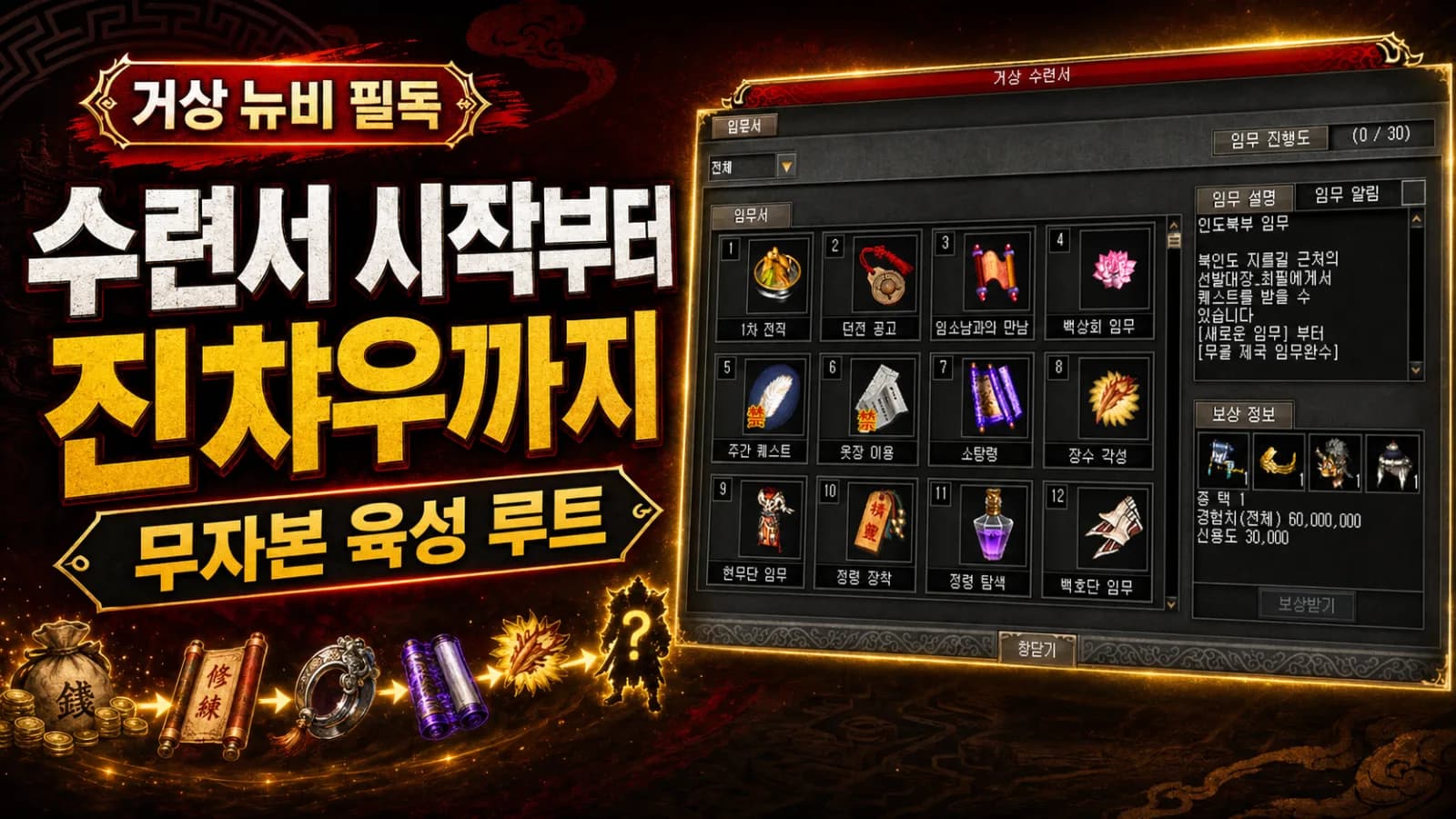 거상 뉴비 필독 가이드 수련서 시작부터 진챠우까지 무자본 육성 루트